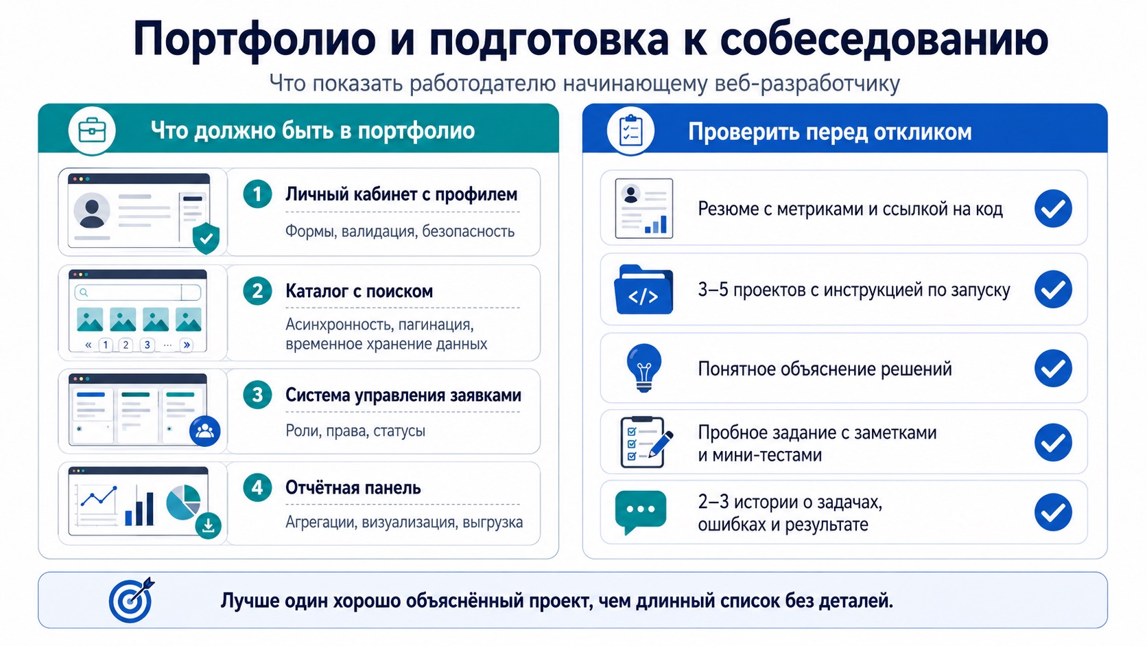 портфолио и стажировки